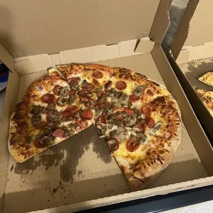 Pizza which was cold and burn
