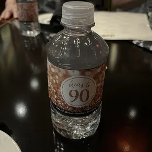 a bottle of water on a table
