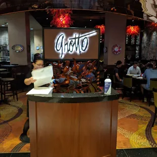 a restaurant with a bar