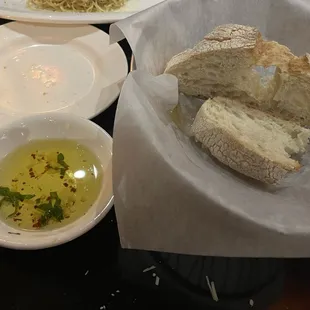Sourdough and olive oil with garlic,, basil &amp; crushed red pepper