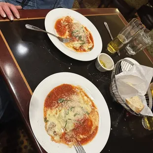 One lasagna they split for us in the kitchen before serving.  Huge! Delicious!