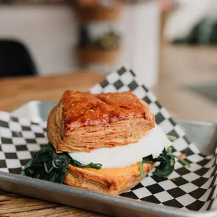 Breakfast biscuits -- with your choice of spinach, bacon, or ham