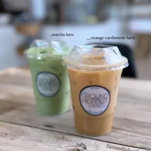 Iced Matcha Latte / Iced Cardamom Latte
