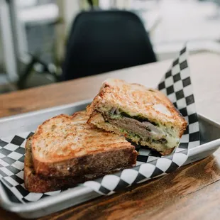 Chimichurri Melt, made with house-made chimichurri and garlic aioli