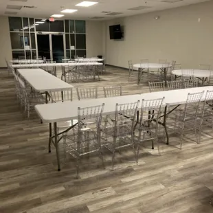 Flexible space available to set up how you desire.