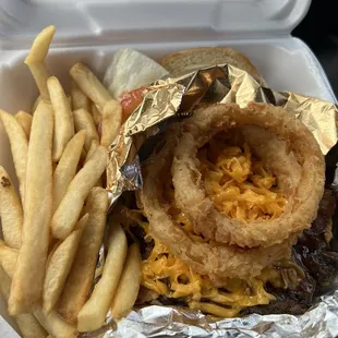 a burger and french fries