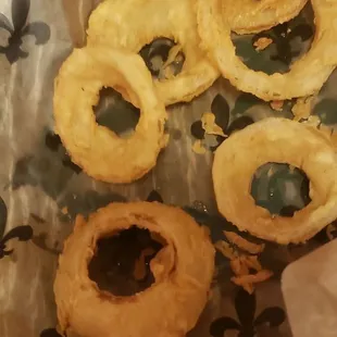 a basket of onion rings