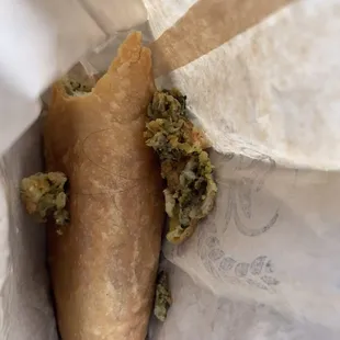This morning I ordered a spinach and feta pie. On my way home, I discovered a piece of hair in my pie on my second bite.