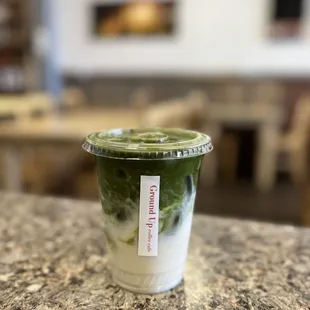 Iced matcha latte.