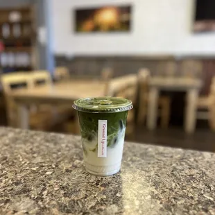 Iced matcha latte.