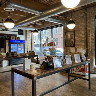 a coffee shop with a large window