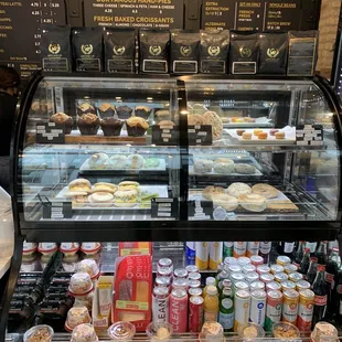 a display of coffee and pastries