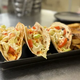 Buffalo  chicken Tacos.  Yum