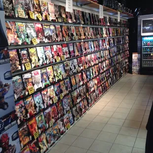 The new comics wall. Ground Zero gets new comics in every Wednesday.