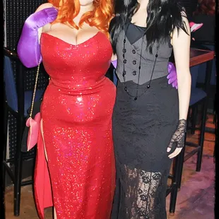 two women dressed in costumes