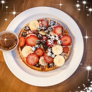 Waffles with fresh fruit