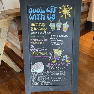 a chalk board with a menu on it