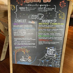 Crepe menu for Fridays, Saturdays and Sundays.