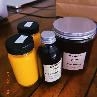 Ginger GTL Shot. Elderberry Syrup and honey