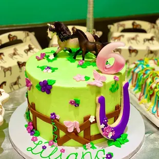 The horse cake was so beautiful and perfect for a little cow girl... it was a strawberry cake and the best we've ever had!!!