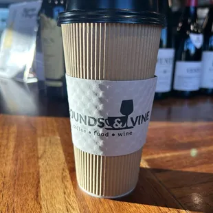 a cup of coffee on a table