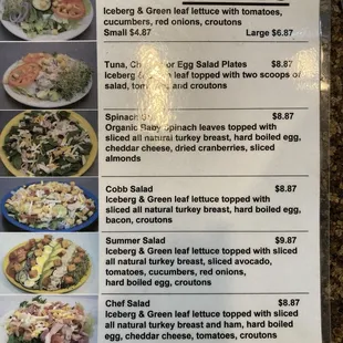 Salad menu