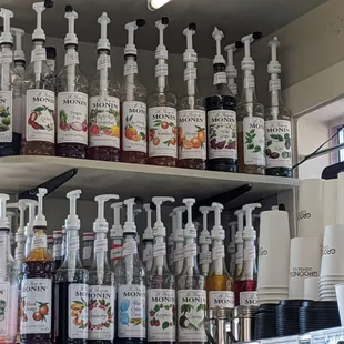 Just SOME of the extensive Monin syrups Grounds offers!