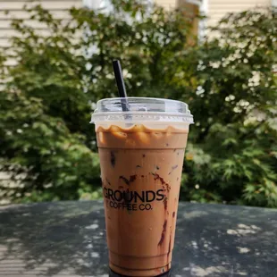 24oz iced mocha from upbeat barista team. Go Huskies! (10/14/23)