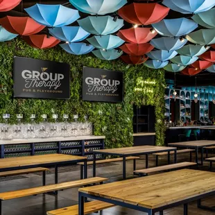 tables and umbrellas