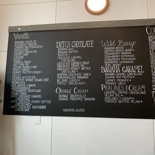 a menu on a blackboard