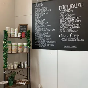 a menu on a chalkboard