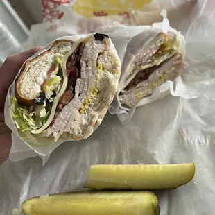 Turkey, provolone and bacon, with the works