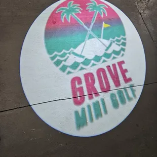 a logo painted on the ground