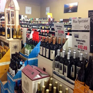 great wine selection---everything in the background...wine, wine, wine!