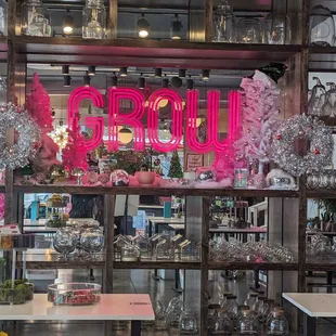 the interior of a flower shop
