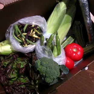 a box of fresh vegetables