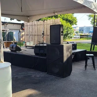 a stage set up for a party