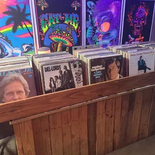 a display of vinyl records