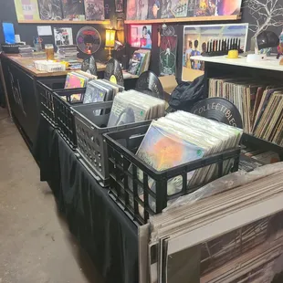 a large collection of vinyl records