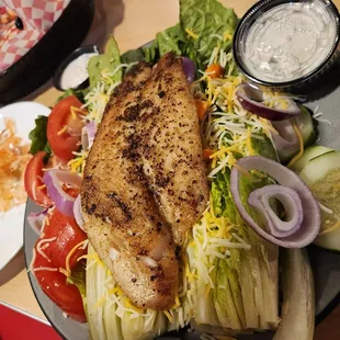Cat fish added to the wedge salad