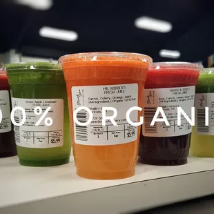 All Organic Juices and 100% Natural Smoothies