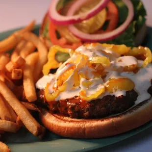 Banana Fire Burger with Fries