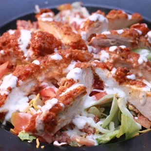 Yummy Buffalo Salad smothered in Cool Ranch Dressing!