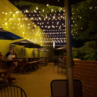 people sitting under umbrellas
