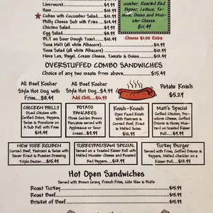 Sandwich menu Cont&apos;d