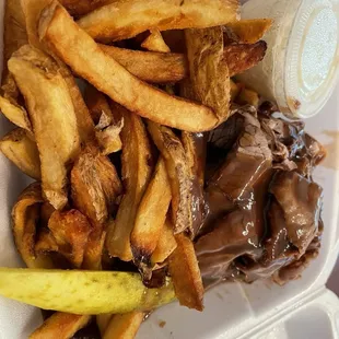 open beef brisket sandwich