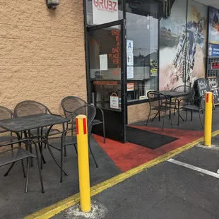 Two tables outside if people wanted to eat outside