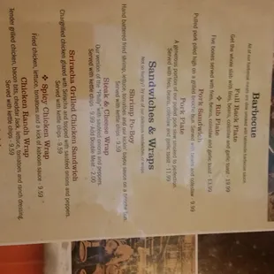 the menu