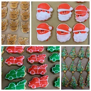 a variety of decorated cookies