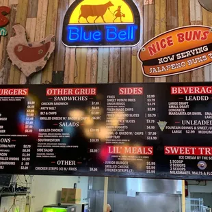 a menu for blue beef